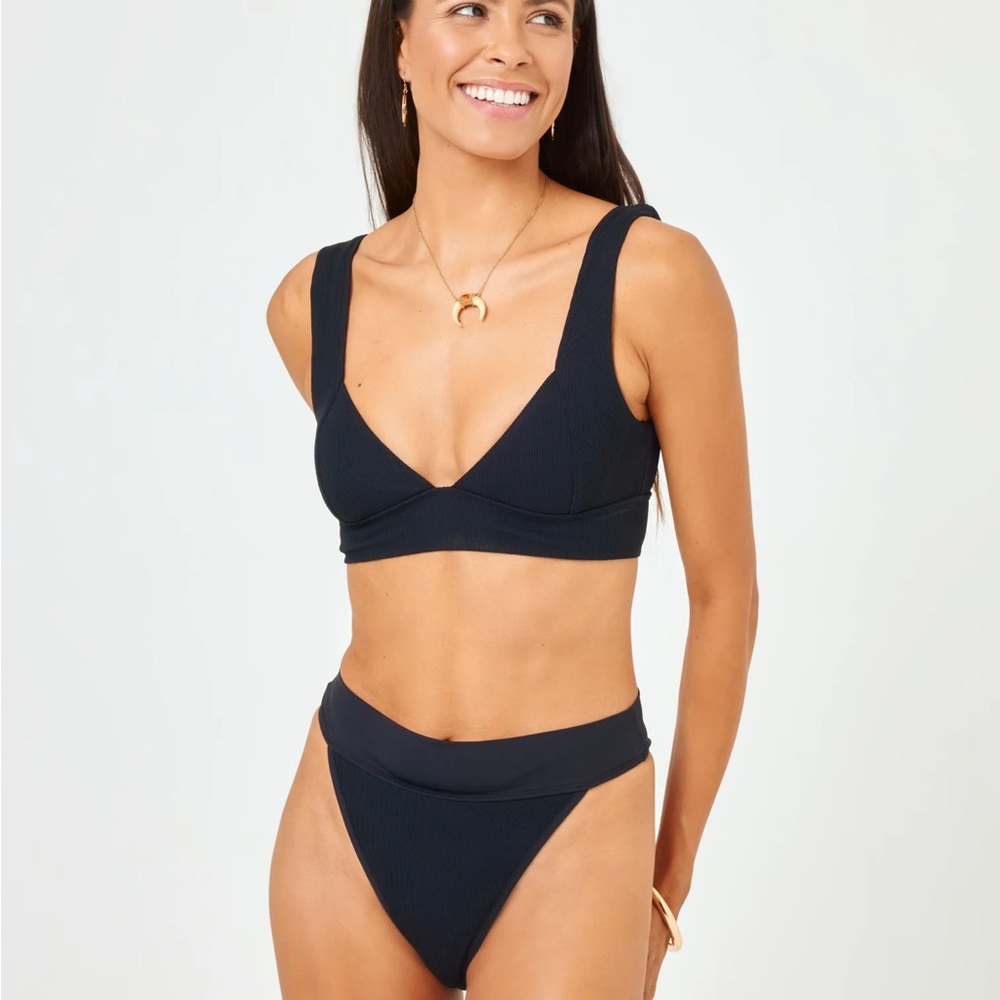 NWT L*Space Black Hailey Bikini Too - Size Medium